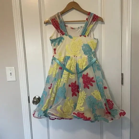 Colorful Dance Recital Dress Prom Homecoming Party Dance Costume Floral Girly - Picture 3 of 13